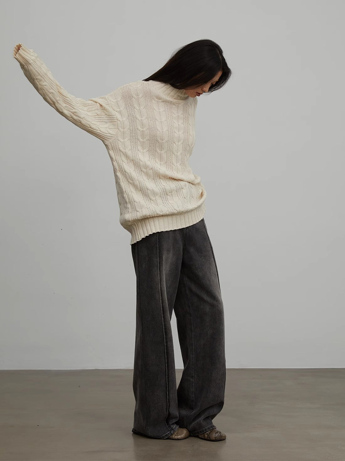 Warm Family Jacquard Turtleneck Sweater Firelady Fur
