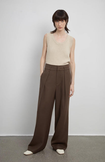 White Wide-Leg Floor-Length Pants Firelady Fur