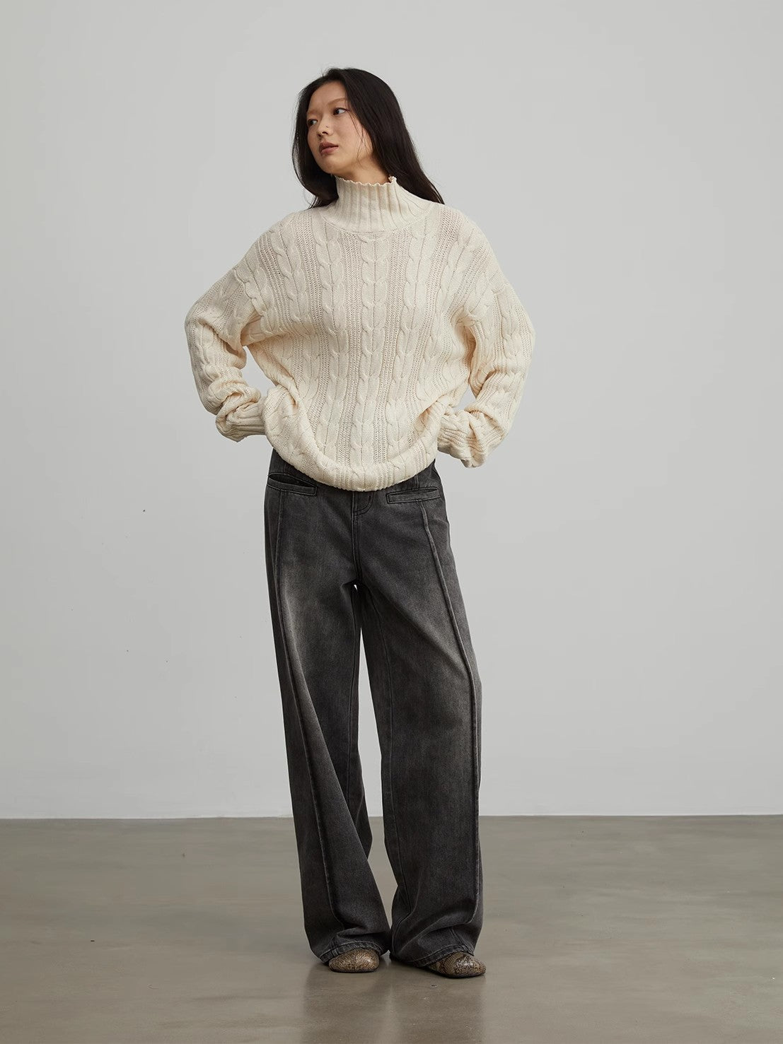 Warm Family Jacquard Turtleneck Sweater Firelady Fur