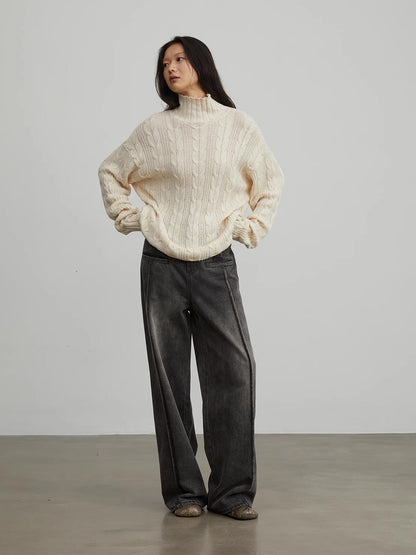 Warm Family Jacquard Turtleneck Sweater Firelady Fur