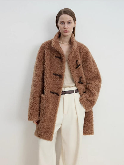 Curly Shearling Stand Collar Coat Firelady Fur