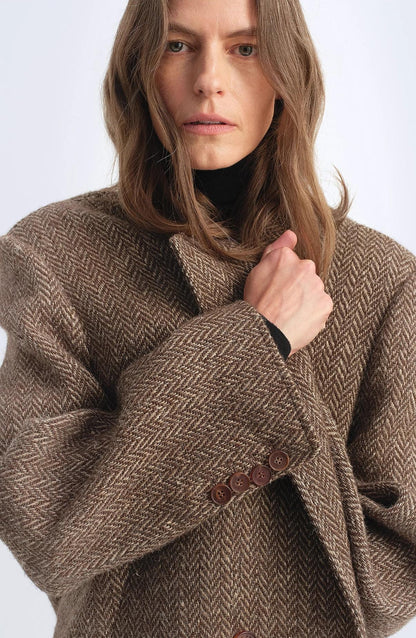 Desert City Italian Wool Herringbone Coat Firelady Fur