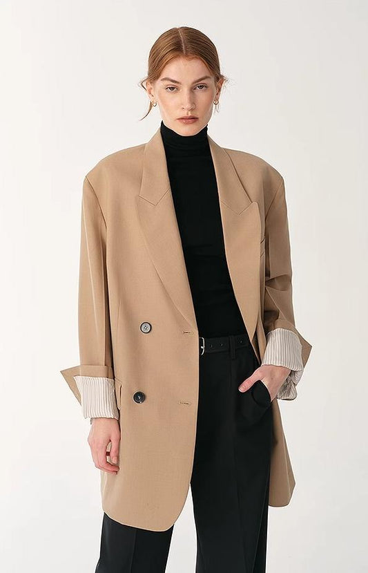 Silk Wool Peak Lapel Suit Jacket Firelady Fur