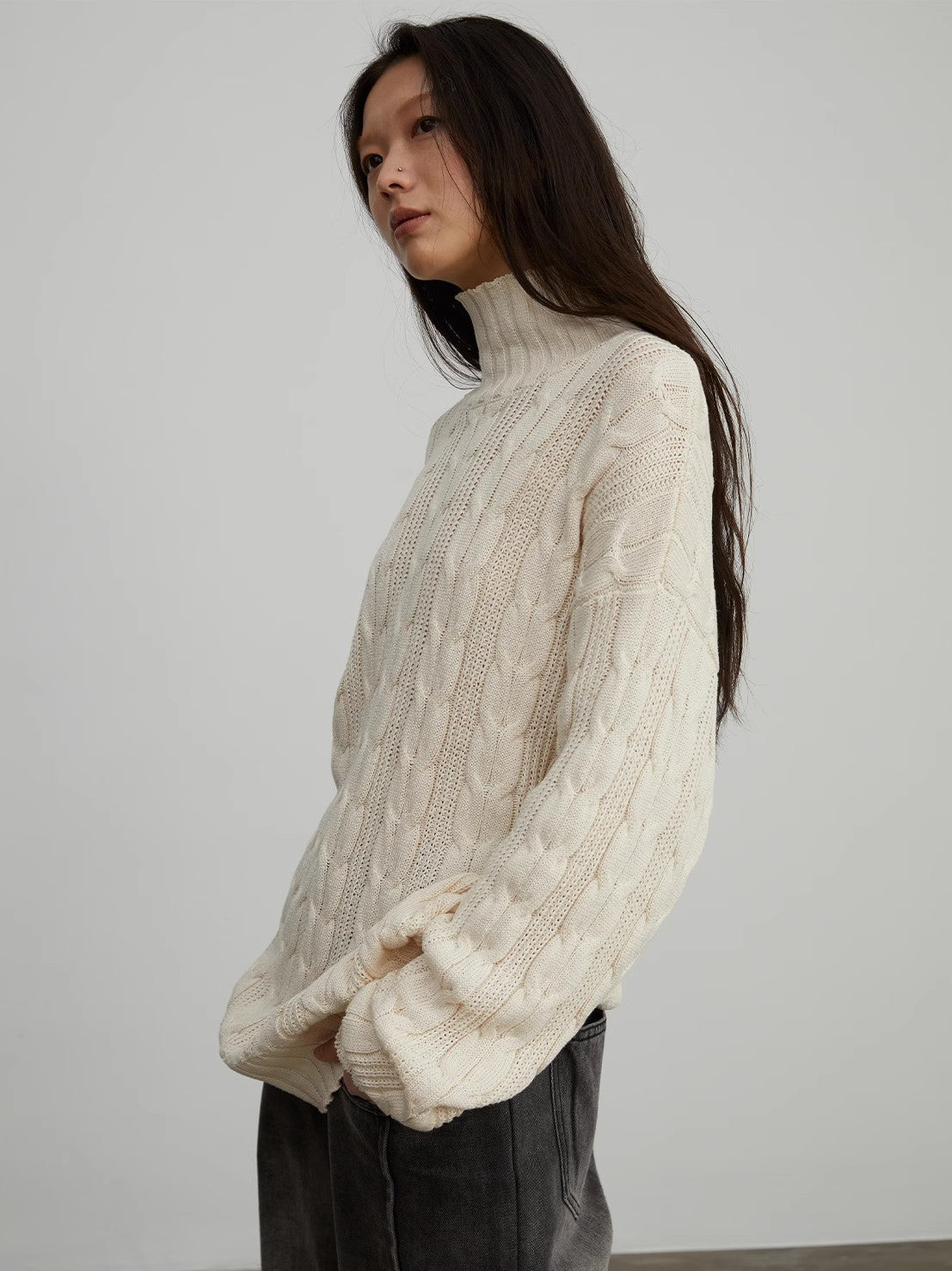 Warm Family Jacquard Turtleneck Sweater Firelady Fur