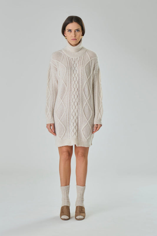 Catia Merino Wool Cable-Knit Dress Tenné