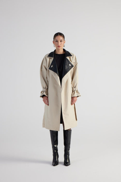 Cloak Beige Maxi Trench Coat Buy Me Fur Ltd