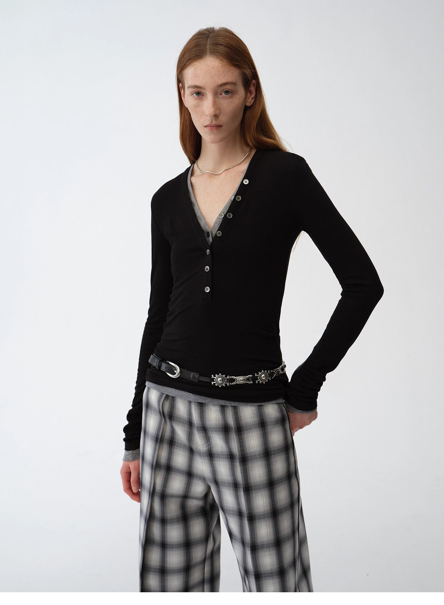 Pure Fashion Tencel Wool Henley Top Firelady Fur
