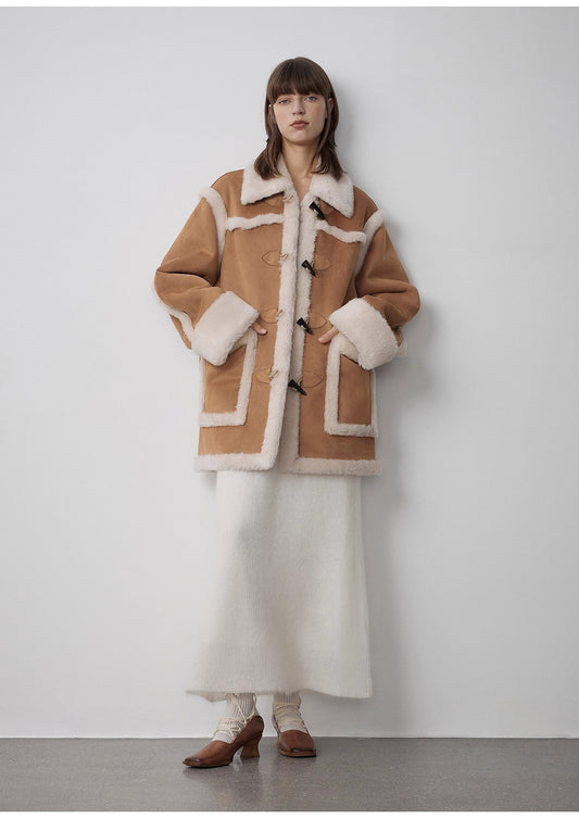 Western Sunset Wool & Suede Shearling Coat for Women Firelady Fur