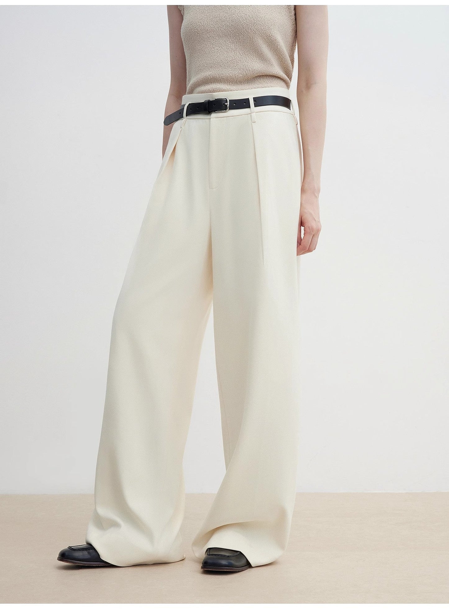 White Wide-Leg Floor-Length Pants Firelady Fur