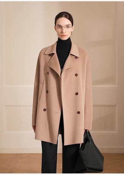 Desert Rose Wool Double-Breasted Coat Firelady Fur