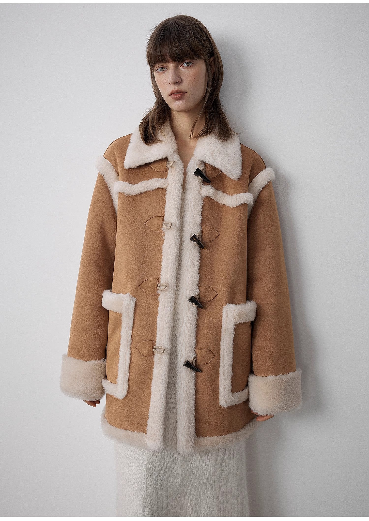 Western Sunset Wool & Suede Shearling Coat for Women Firelady Fur