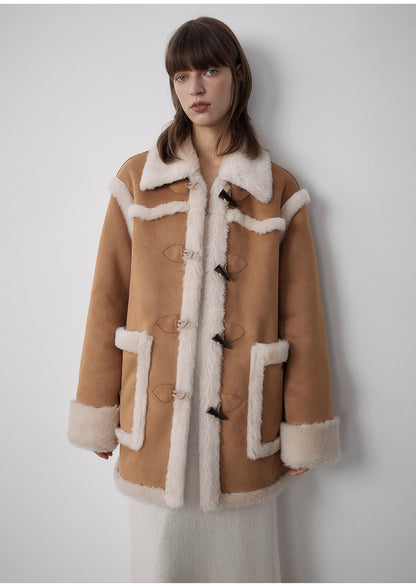 Western Sunset Wool & Suede Shearling Coat for Women Firelady Fur