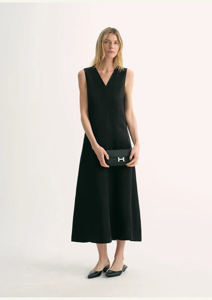 Cupro-Linen V-Neck A-Line Dress Firelady Fur