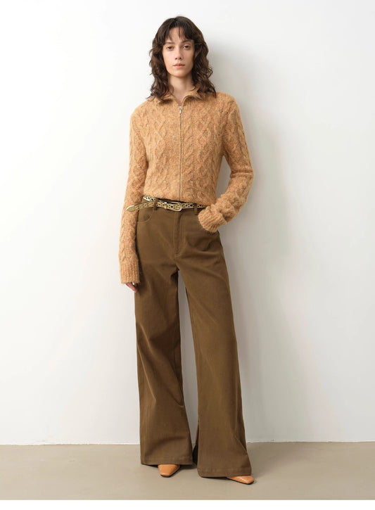 Romantic Cable Mohair Wool Cardigan Firelady Fur