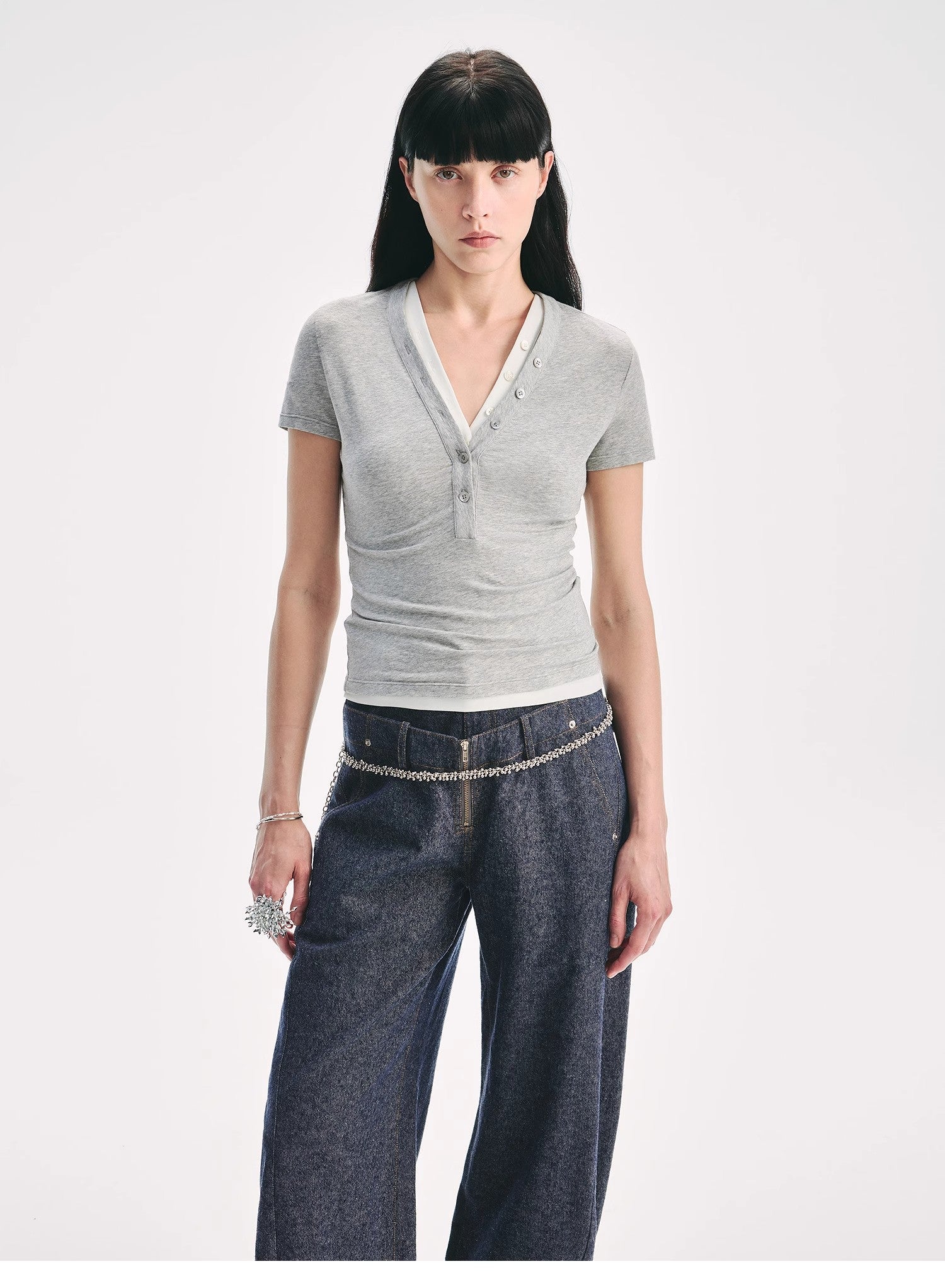 Pure Fashion Tencel Wool Henley Top Firelady Fur