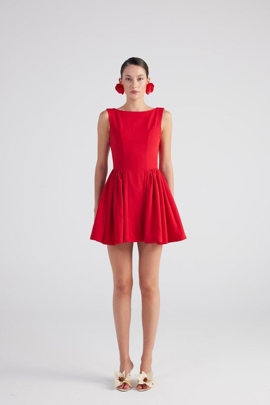 Alena Red Pleated Skirt Mini Dress Buy Me Fur Ltd