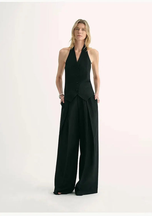 Silk-Linen Halterneck Vest Top Firelady Fur