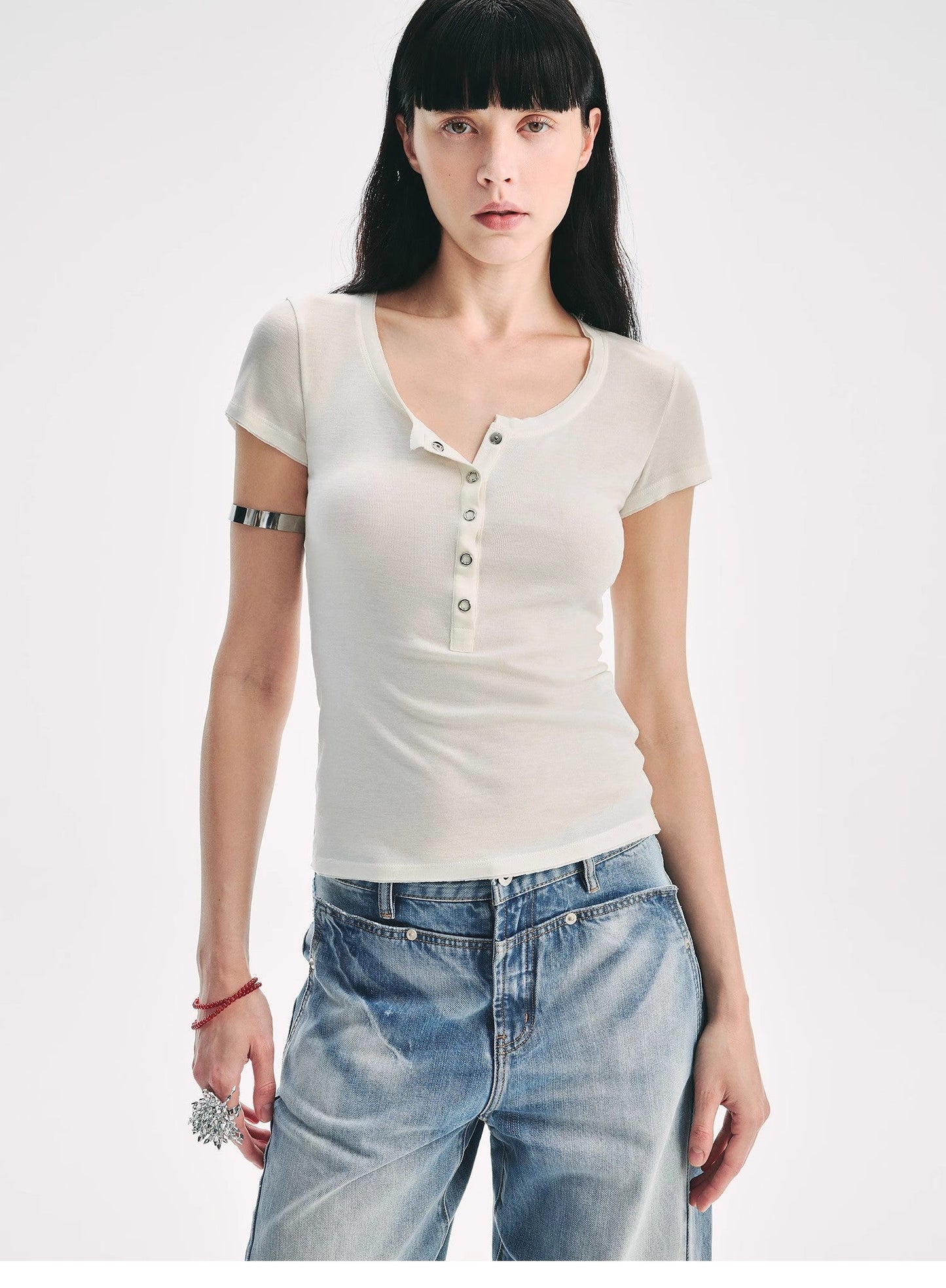 Pure Fashion Tencel Wool Henley Top Firelady Fur