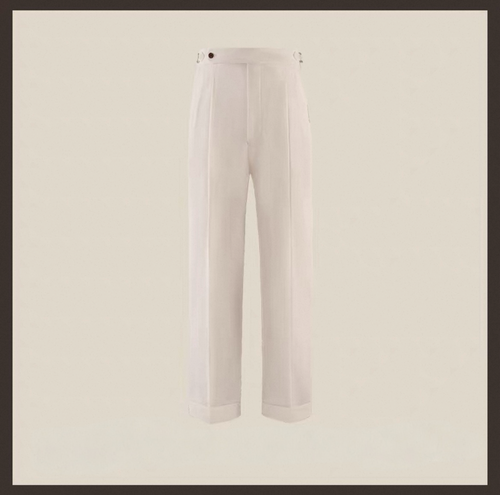 Giovanni Battaglia „L'Armatura“ | High-Twist Leinen-Struktur | Neapolitanische Doppelbundfaltenhose