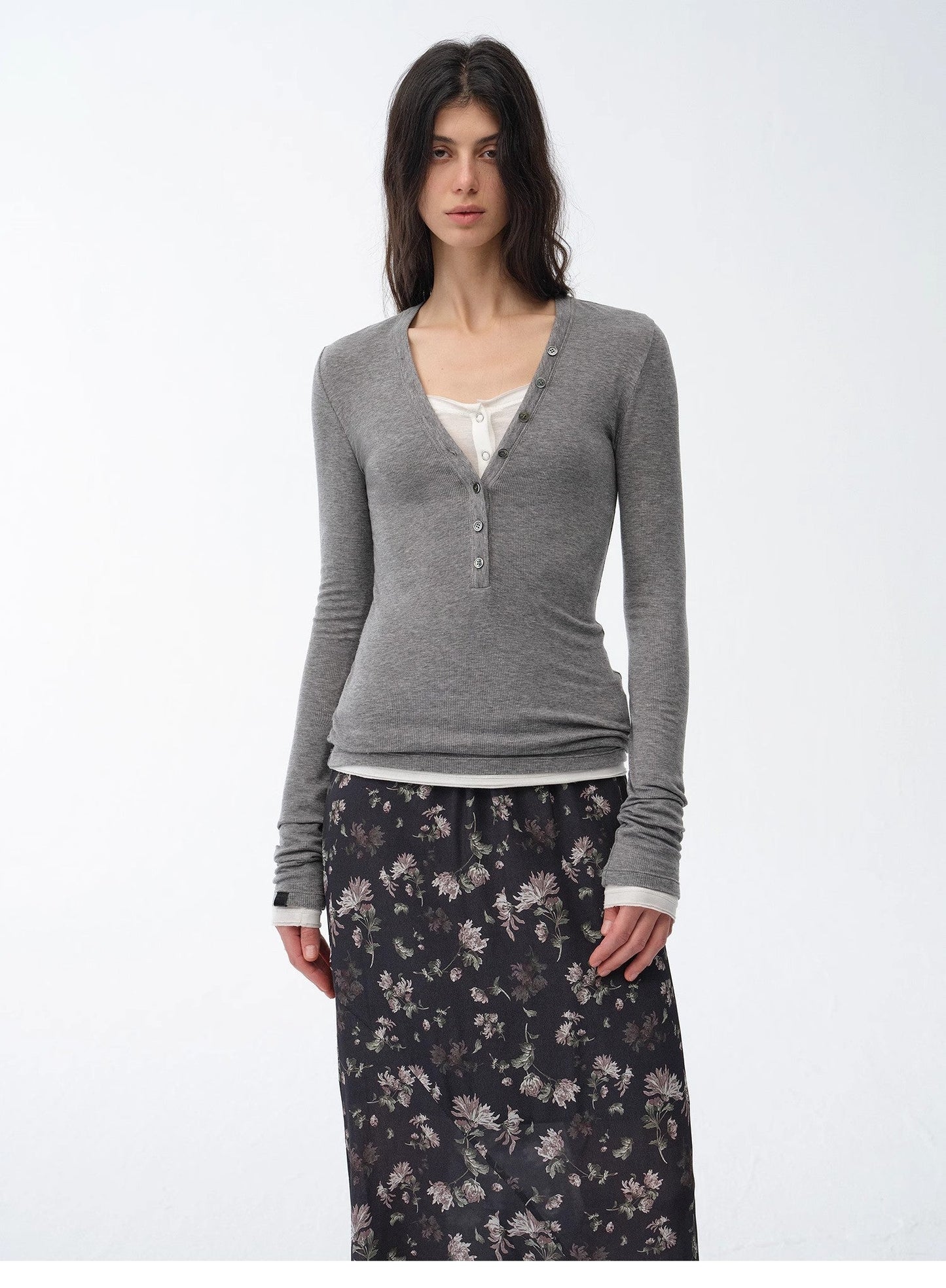 Pure Fashion Tencel Wool Henley Top Firelady Fur