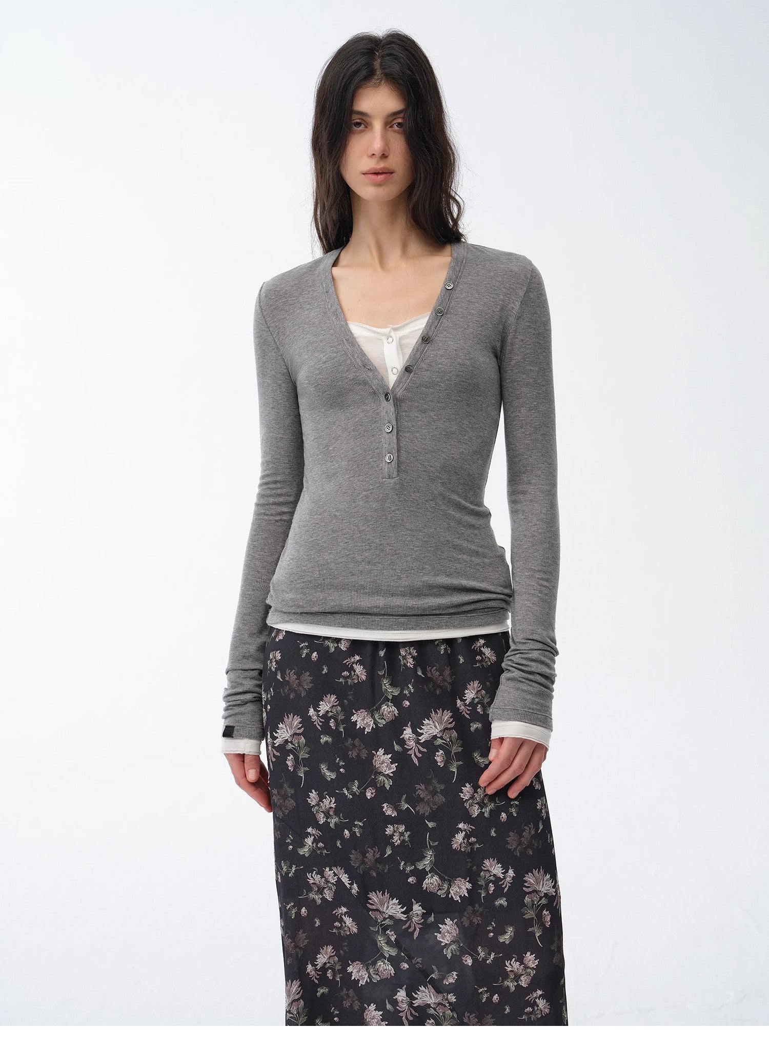 Pure Fashion Tencel Wool Henley Top Firelady Fur