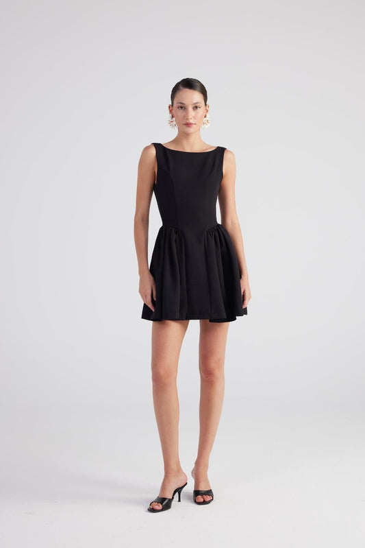 Alena Black Pleated Skirt Mini Dress Buy Me Fur Ltd