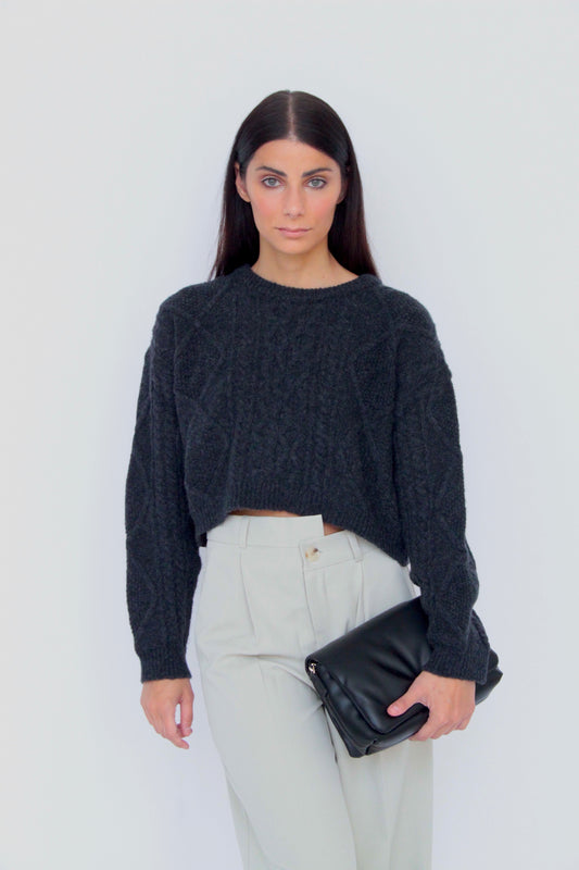 Caterina Merino Wool Cable-Knit Sweater Tenné