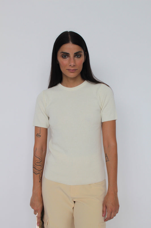 Alba Cashmere-Blend Knit T-Shirt Tenné
