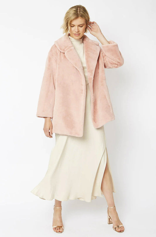 Light Pink Faux Fur Midi Coat Buy Me Fur Ltd
