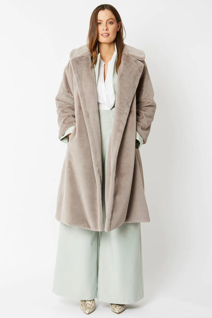 Light Grey Faux Fur Midi Coat Buy Me Fur Ltd