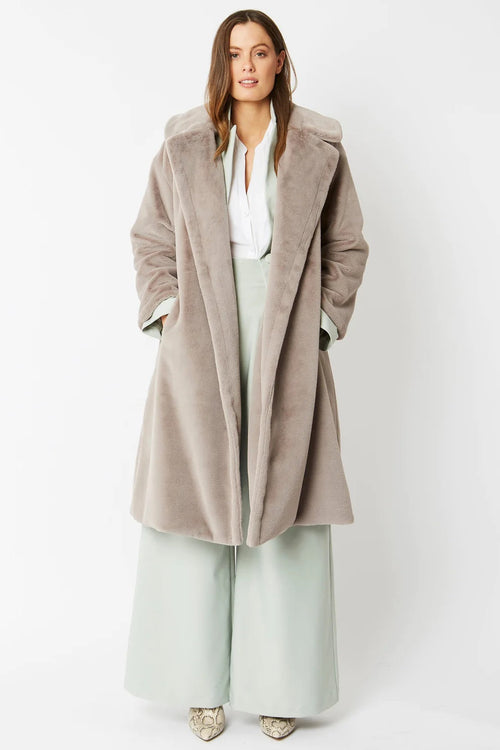 Light Grey Faux Fur Midi Coat Buy Me Fur Ltd