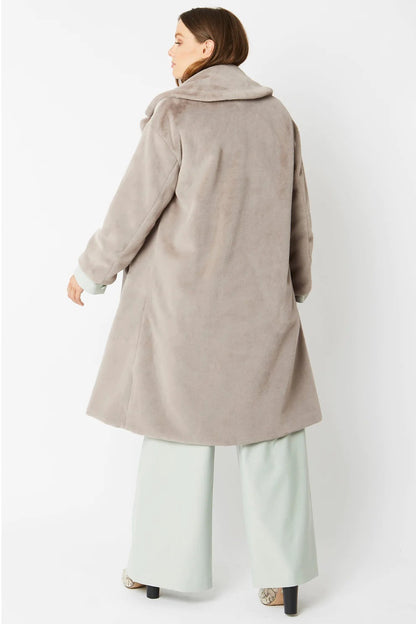 Light Grey Faux Fur Midi Coat Buy Me Fur Ltd