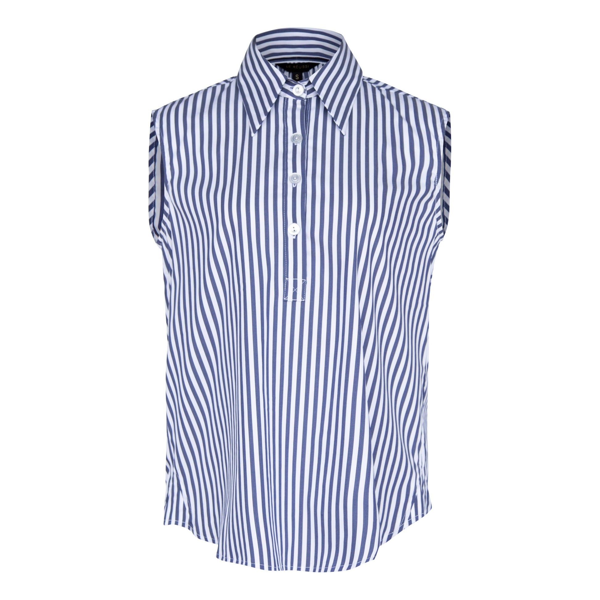 Olivia Blue Stripe Sleeveless Blouse Le Réussi