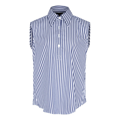 Olivia Blue Stripe Sleeveless Blouse Le Réussi