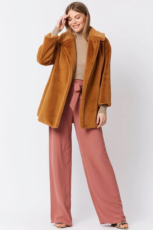 Mocha Faux Fur Midi Coat Buy Me Fur Ltd