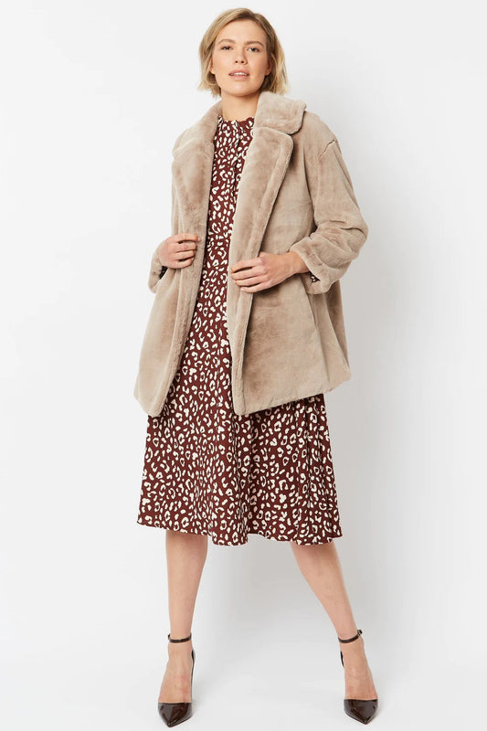 Mocha Faux Fur Midi Coat Buy Me Fur Ltd
