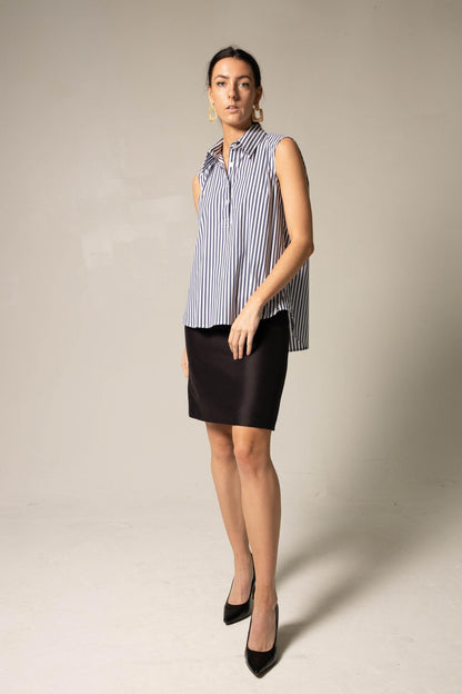 Olivia Blue Stripe Sleeveless Blouse Le Réussi