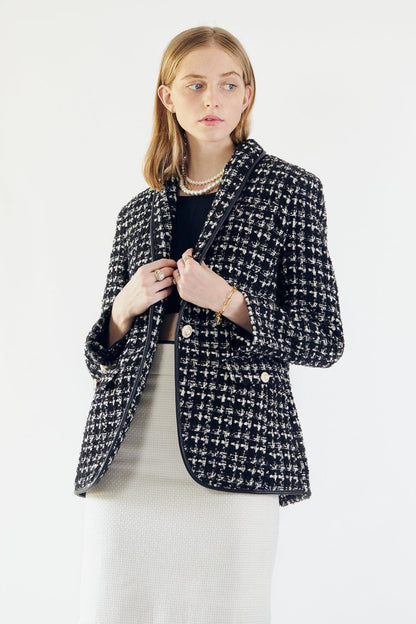 Black & White Tweed Checkers Blazer Le Réussi