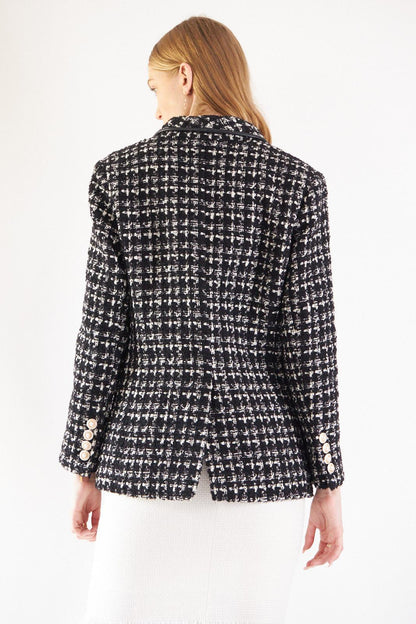 Black & White Tweed Checkers Blazer Le Réussi