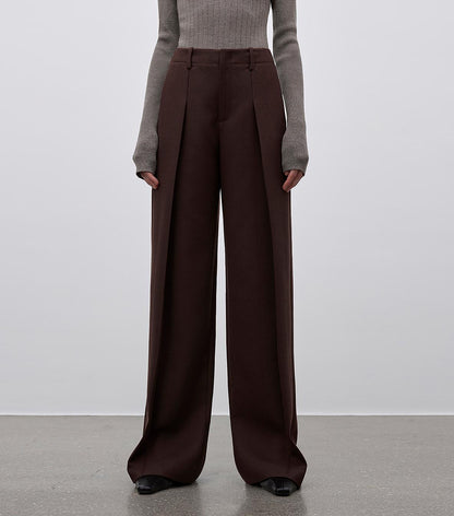 High-Waisted Pleated Wool Suit Trousers Firelady Fur