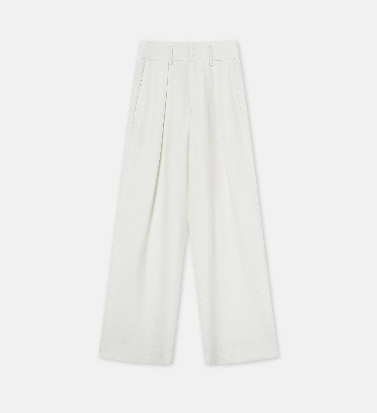 White Wide-Leg Floor-Length Pants Firelady Fur