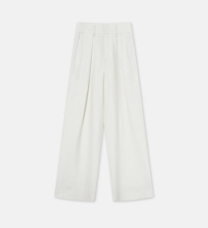 White Wide-Leg Floor-Length Pants Firelady Fur