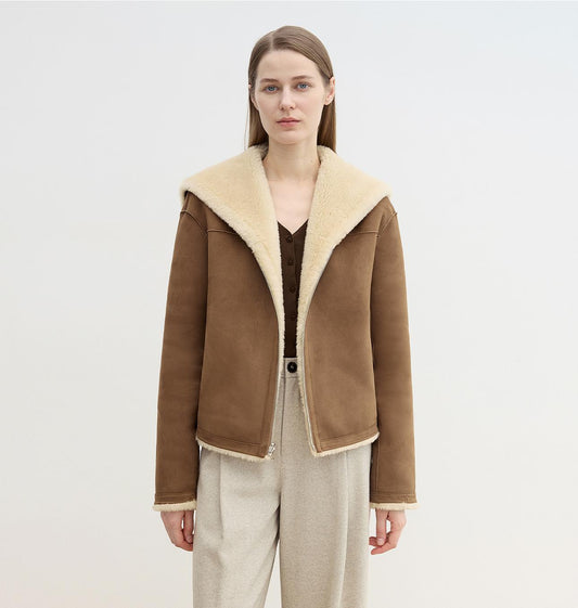 Floating Dune Wool & Suede Shearling Jacket Firelady Fur