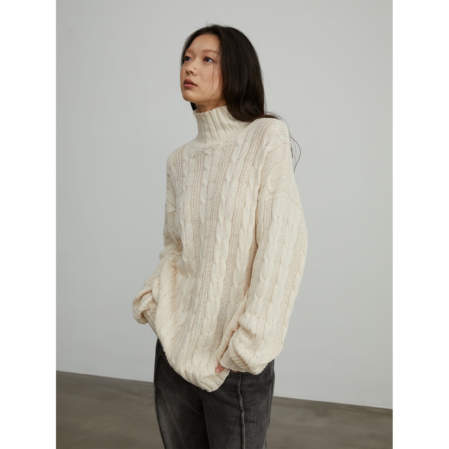 Warm Family Jacquard Turtleneck Sweater Firelady Fur