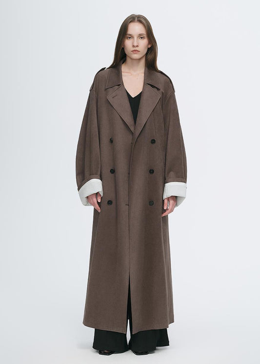 Line Walker Double-Breasted Velvet Trench Coat Firelady Fur