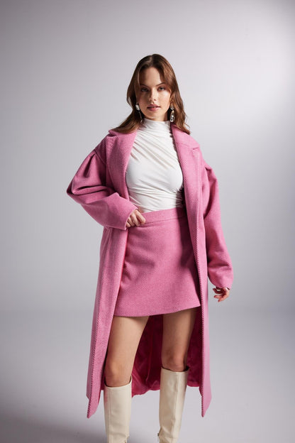 Mira Pink Cashmere Trench Coat Buy Me Fur Ltd