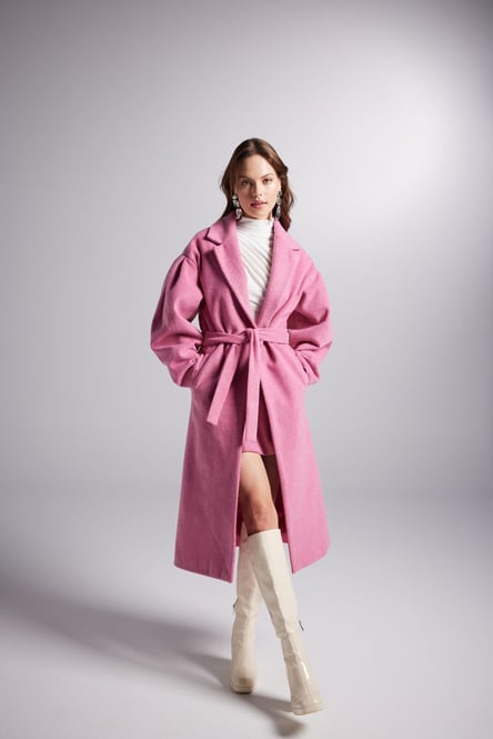 Mira Pink Cashmere Trench Coat Buy Me Fur Ltd