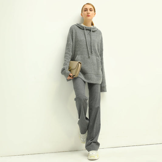Grey Striped Wool Pants Cocobella
