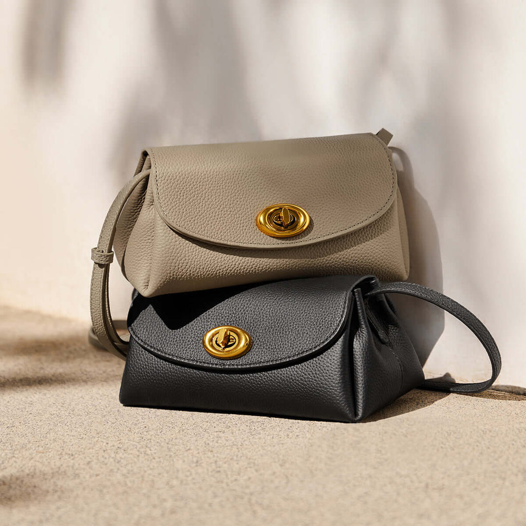 Baguette Twist Lock Leder Umhängetasche - Giovanni Battaglia