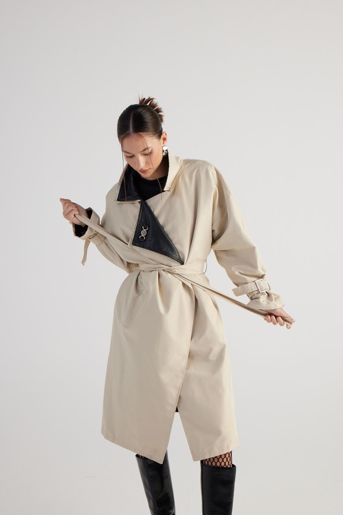 Cloak Beige Maxi Trench Coat Buy Me Fur Ltd